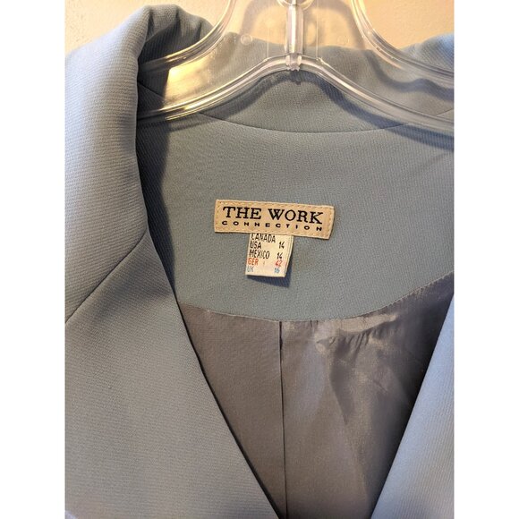 Vintage The Work Connection Light Blue Duster Blazer Button Up Retro Office 14 - Picture 9 of 11